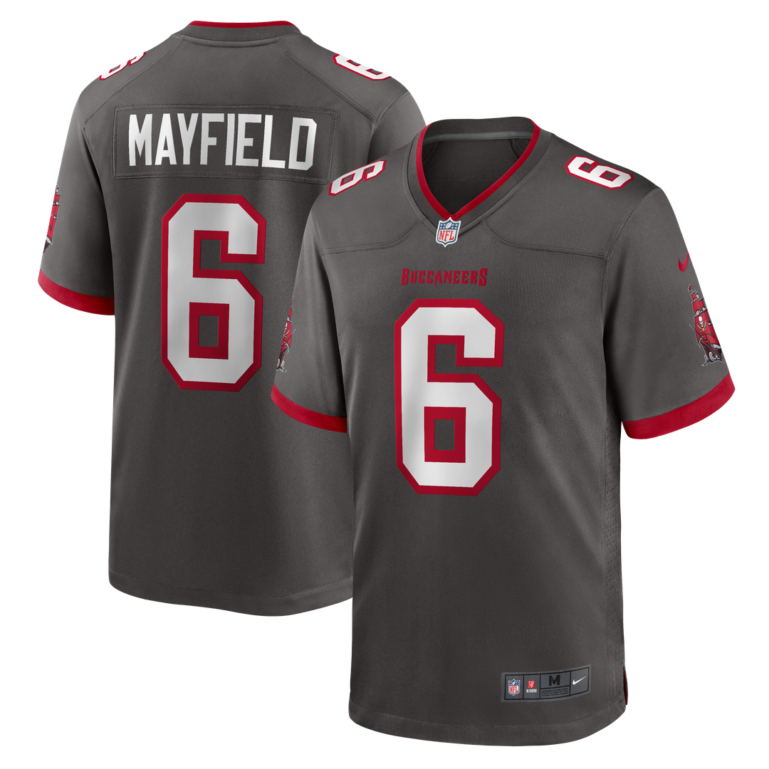 Tampa Bay Buccaneers Baker Mayfield Nike Pewter Alternate Game Player Jersey product image 1, provided for visual reference