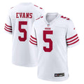 San Francisco 49ers Mike Evans Nike White Game Jersey product image 1, provided for visual reference and product detail