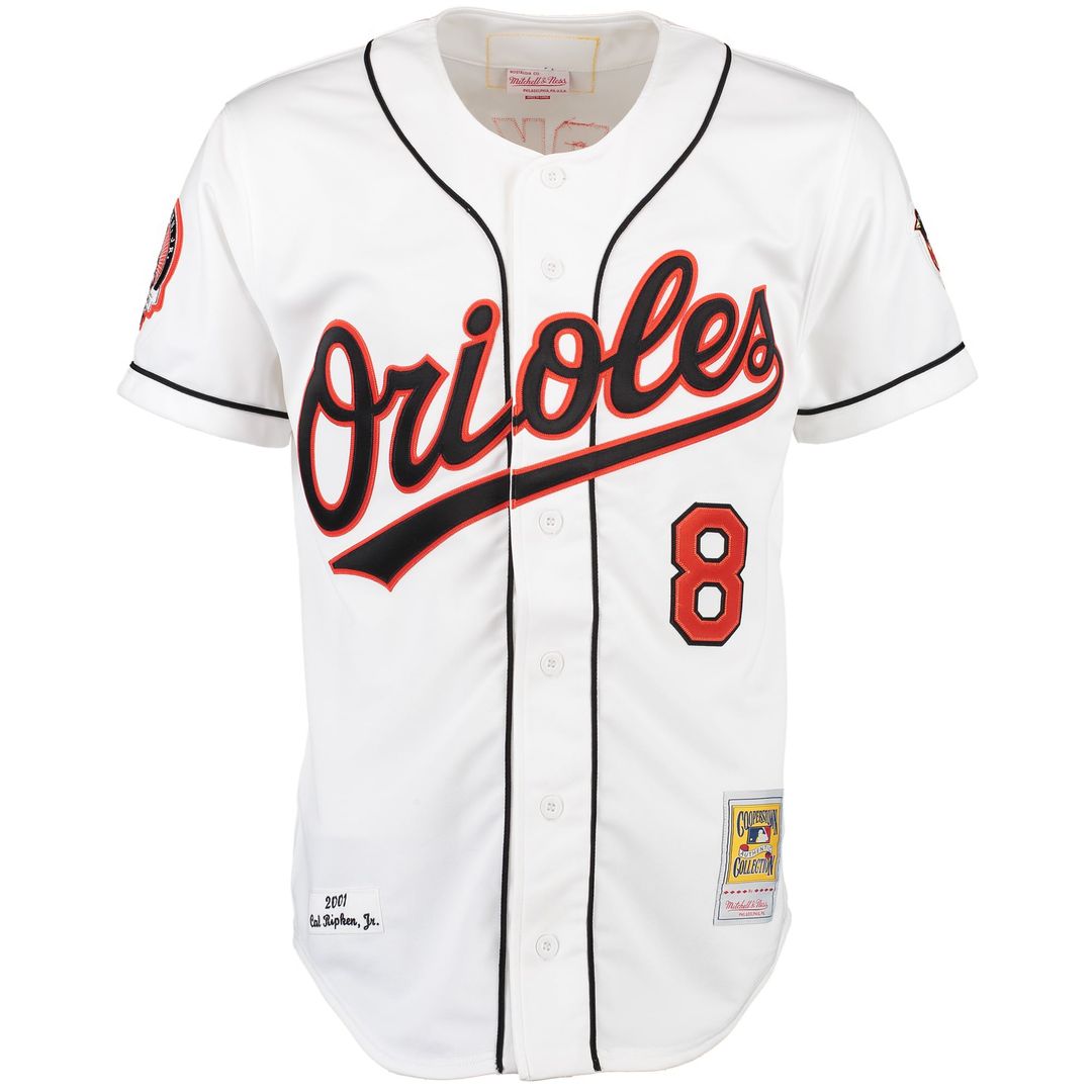 Baltimore Orioles Cal Ripken Mitchell & Ness White Home Authentic Jersey product image 2, provided for visual reference and