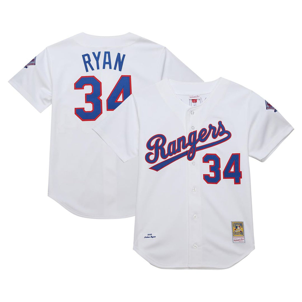 Texas Rangers Nolan Ryan Mitchell & Ness White 1993 Cooperstown Collection Authentic Jersey product image 1, provided for