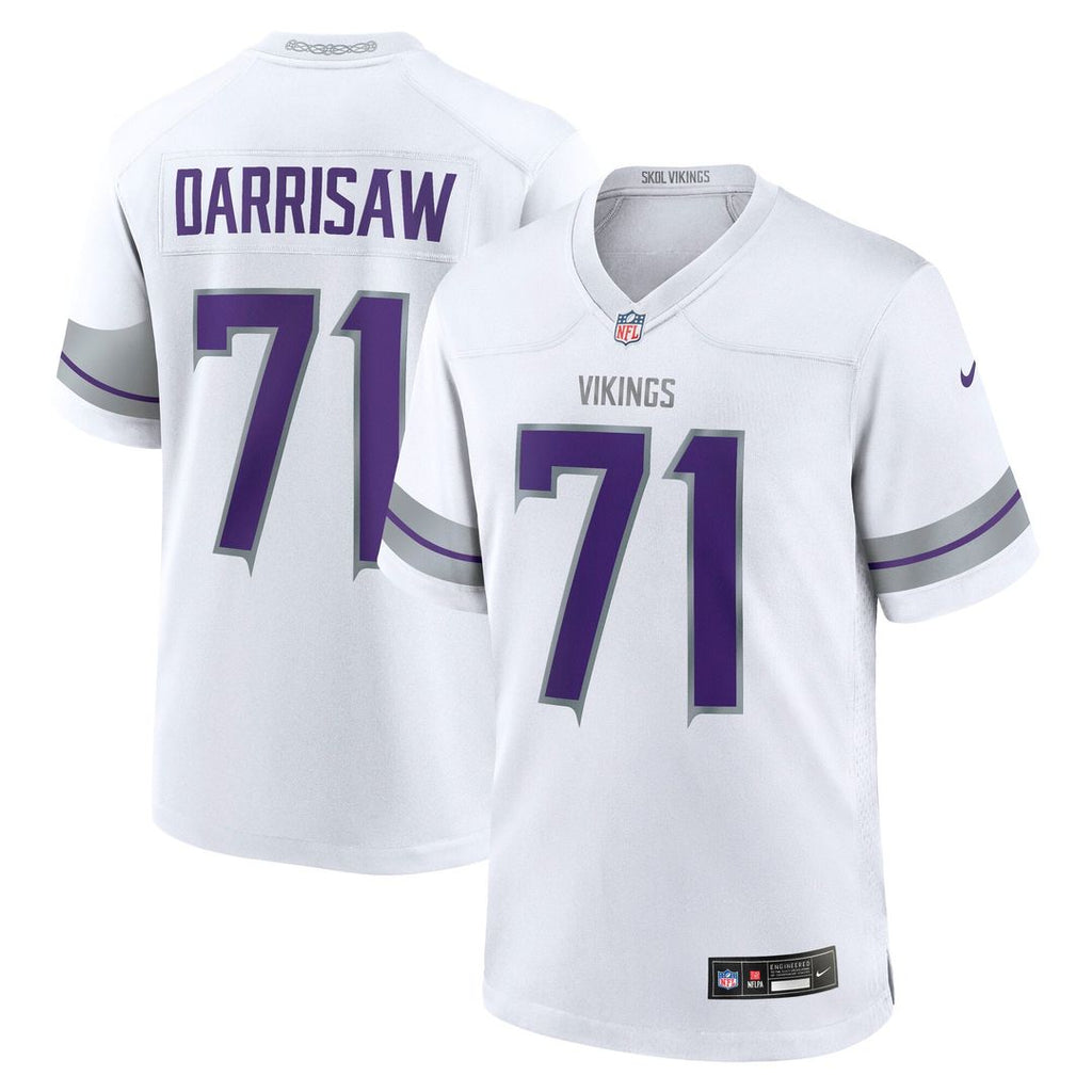 Minnesota Vikings Christian Darrisaw Nike White Alternate Game Jersey product image 1, provided for visual reference and