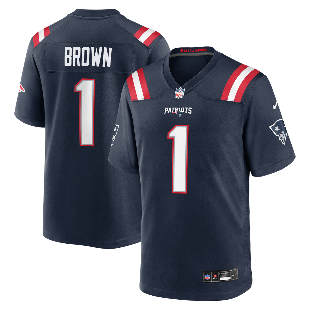 New England Patriots A.J. Brown Nike Navy Team Game Jersey product image 9, provided for visual reference and product detail