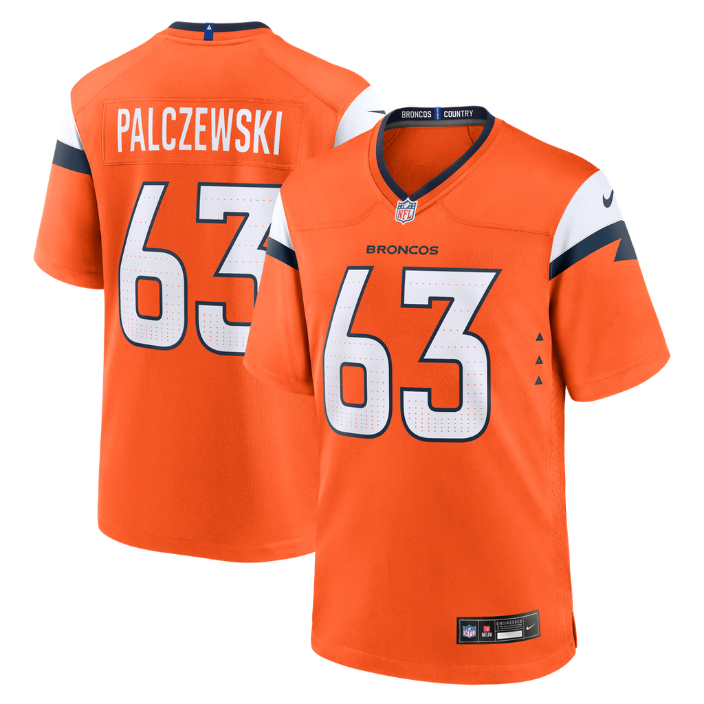 Denver Broncos Alex Palczewski Nike Orange Team Game Jersey product image 1, provided for visual reference and product