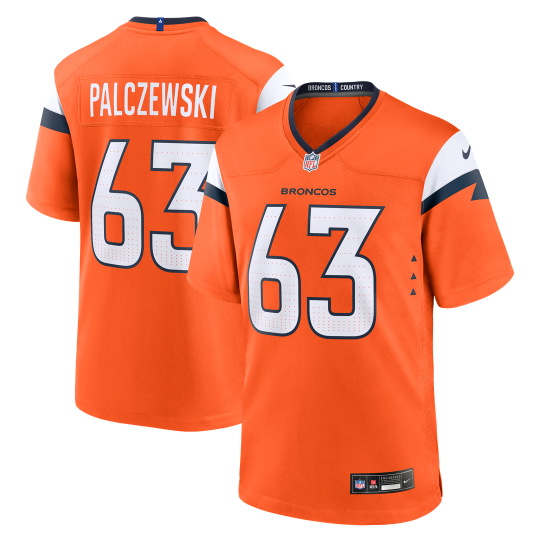 Denver Broncos Alex Palczewski Nike Orange Team Game Jersey product image 1, provided for visual reference and product