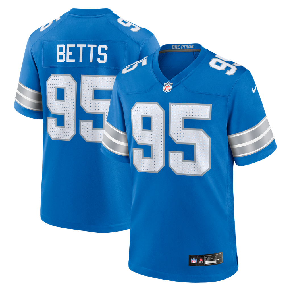 Detroit Lions Mathieu Betts Nike Blue Game Jersey product image 1, provided for visual reference and product detail review