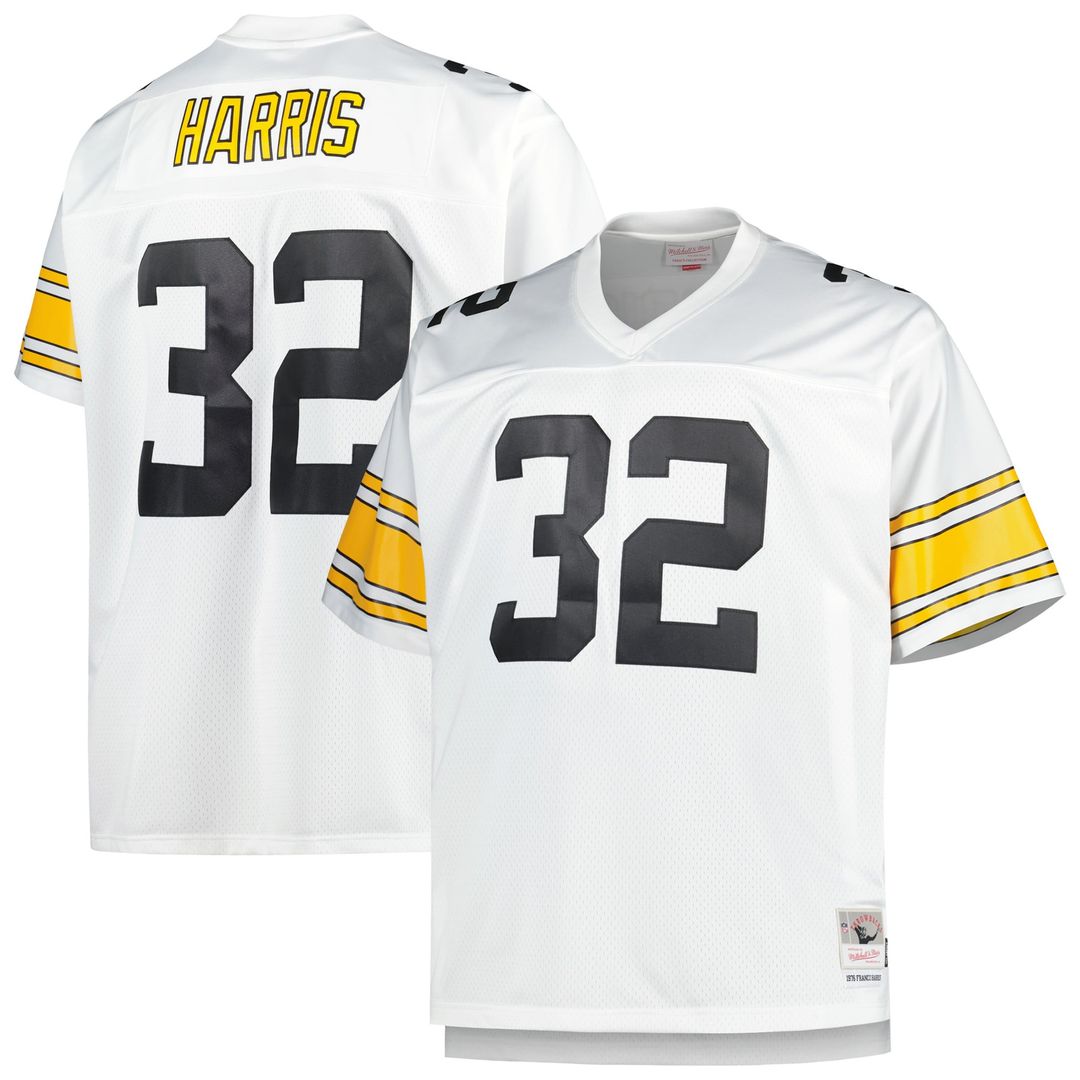 Pittsburgh Steelers Franco Harris Mitchell & Ness White Big & Tall 1976 Retired Player Replica Jersey product image 1,