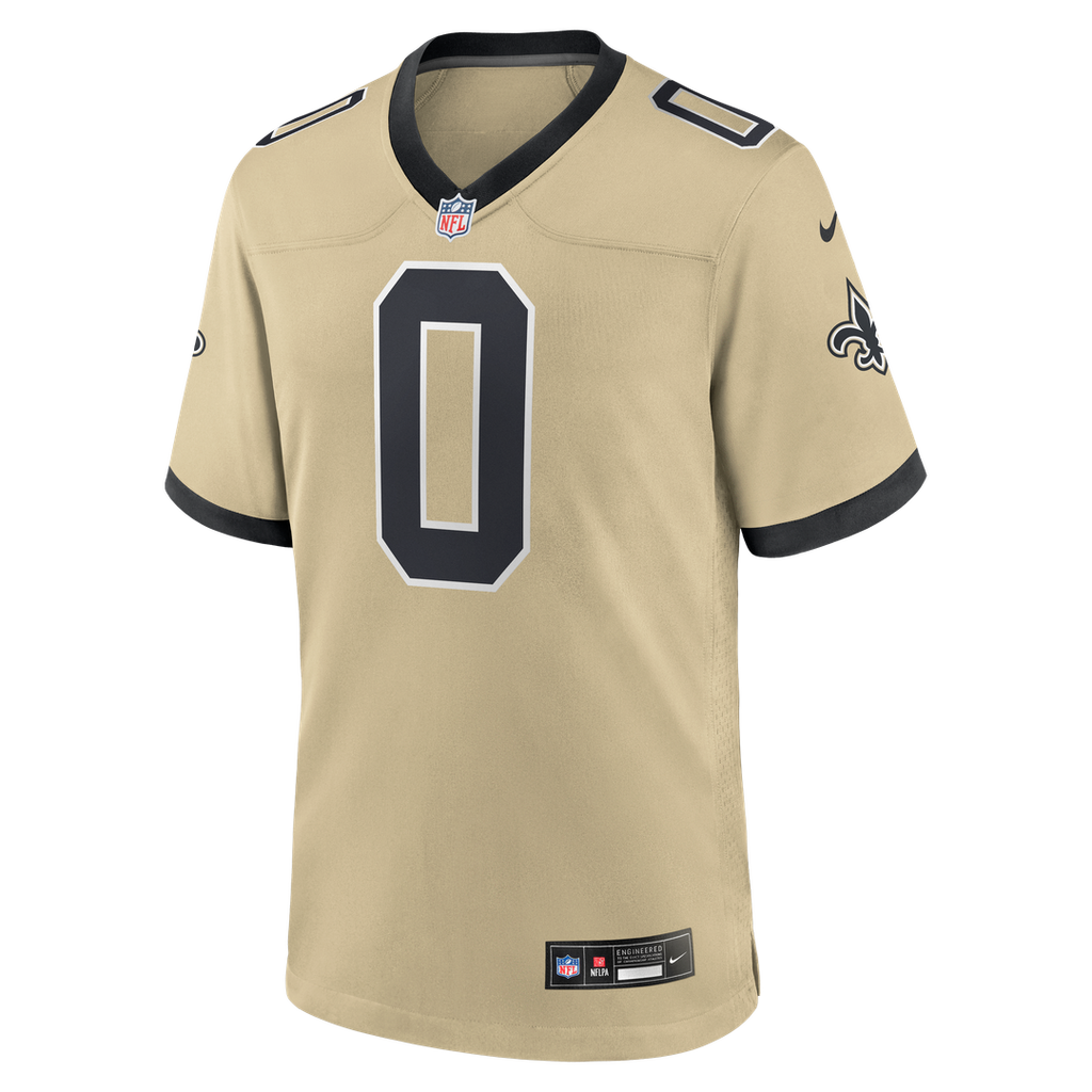 New Orleans Saints Jordyn Tyson Nike Gold Alternate Game Jersey product image 2, provided for visual reference and product