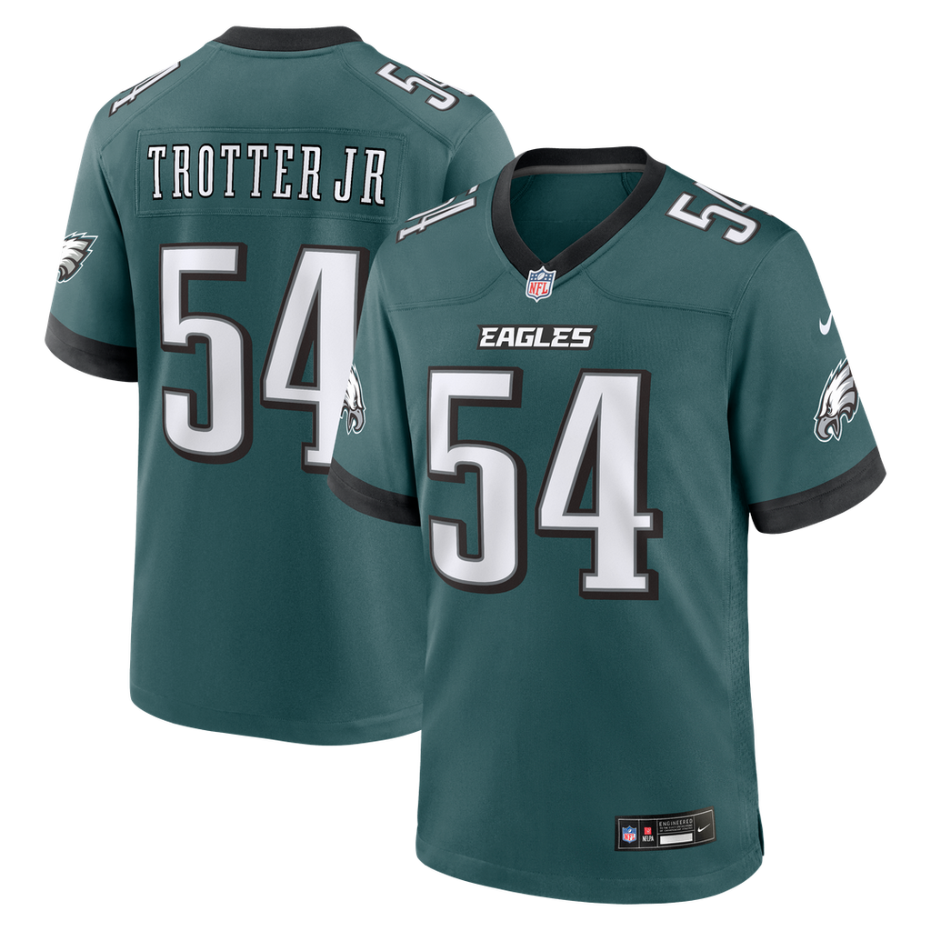 Philadelphia Eagles Jeremiah Trotter Jr. Nike Midnight Green Team Game Jersey product image 1, provided for visual reference