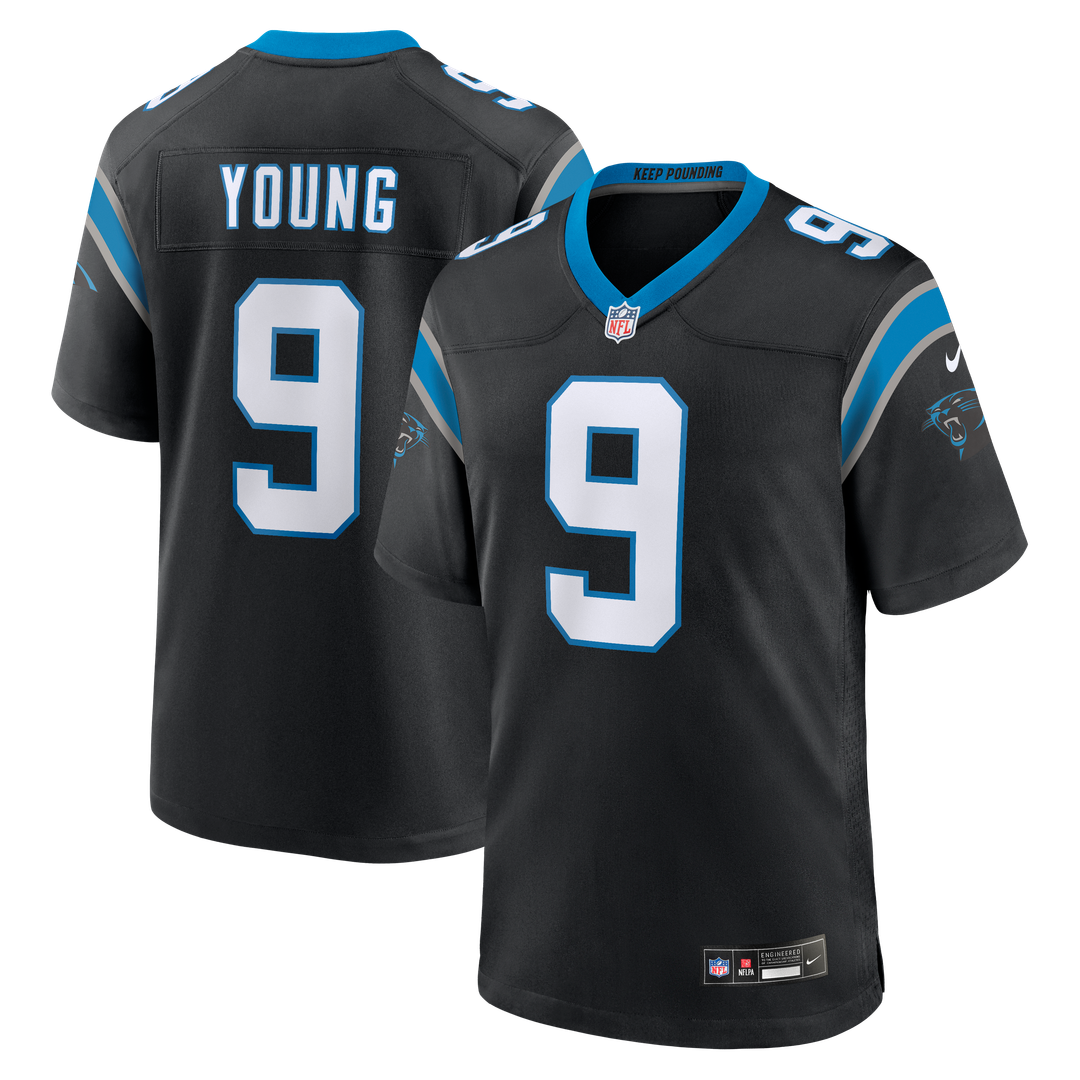 Carolina Panthers Bryce Young Nike Black Team Game Jersey product image 1, provided for visual reference and product detail