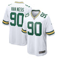 Green Bay Packers Lukas Van Ness Nike White Game Jersey product image 1, provided for visual reference and product detail