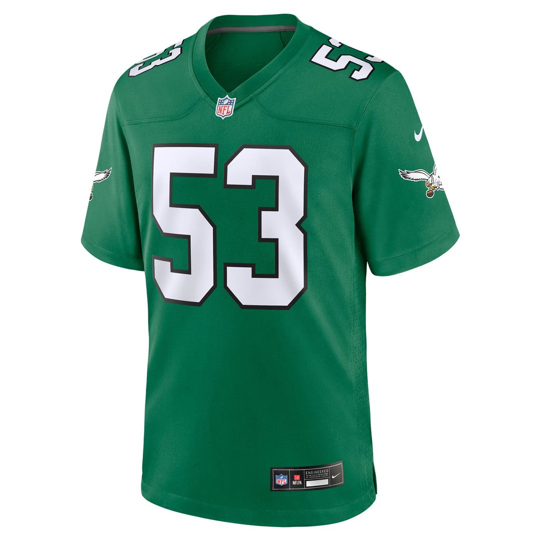 Philadelphia Eagles Zack Baun Nike Kelly Green Alternate Game Jersey product image 2, provided for visual reference and