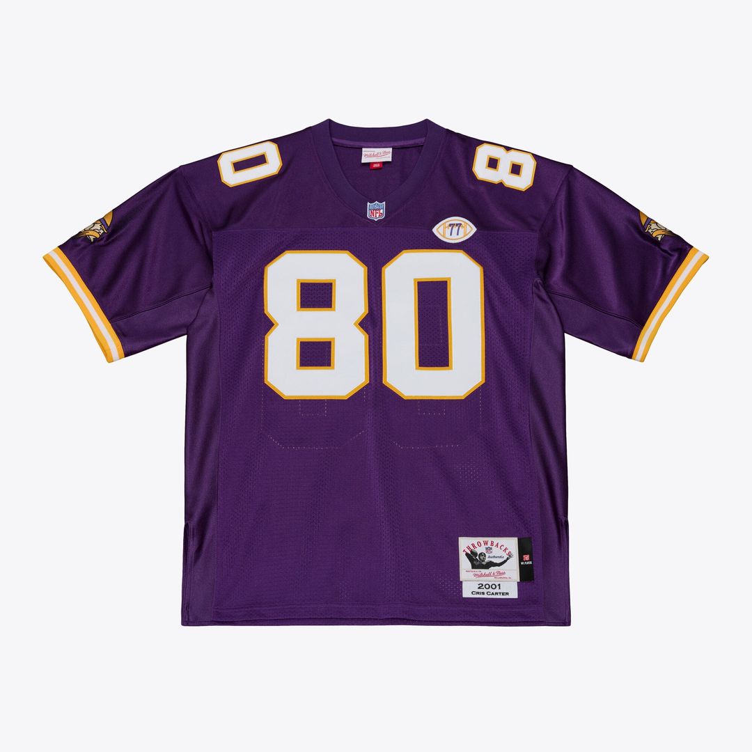 Minnesota Vikings Cris Carter Mitchell & Ness Purple 2001 Authentic Throwback Jersey product image 1, provided for visual