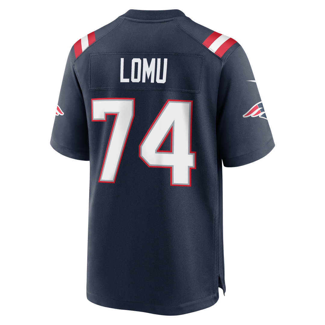 New England Patriots Caleb Lomu Nike Navy Team Game Jersey product image 5, provided for visual reference and product detail