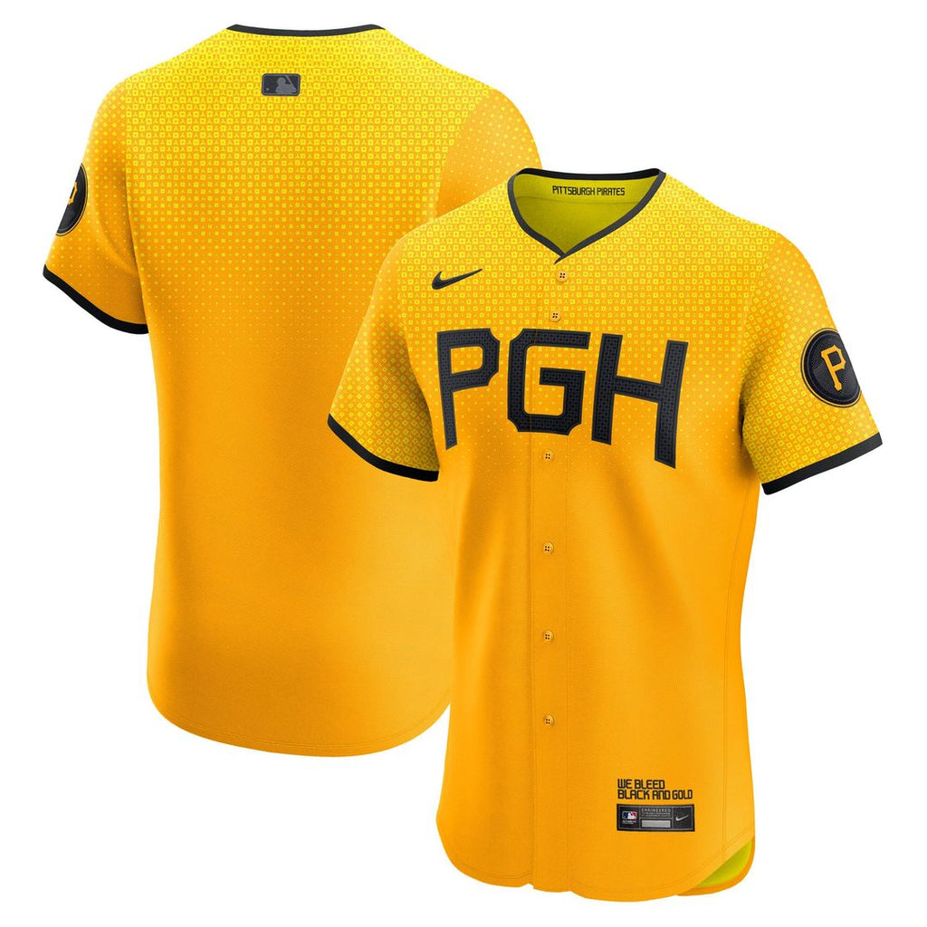 Pittsburgh Pirates Nike Gold City Connect Elite Jersey product image 1, provided for visual reference and product detail