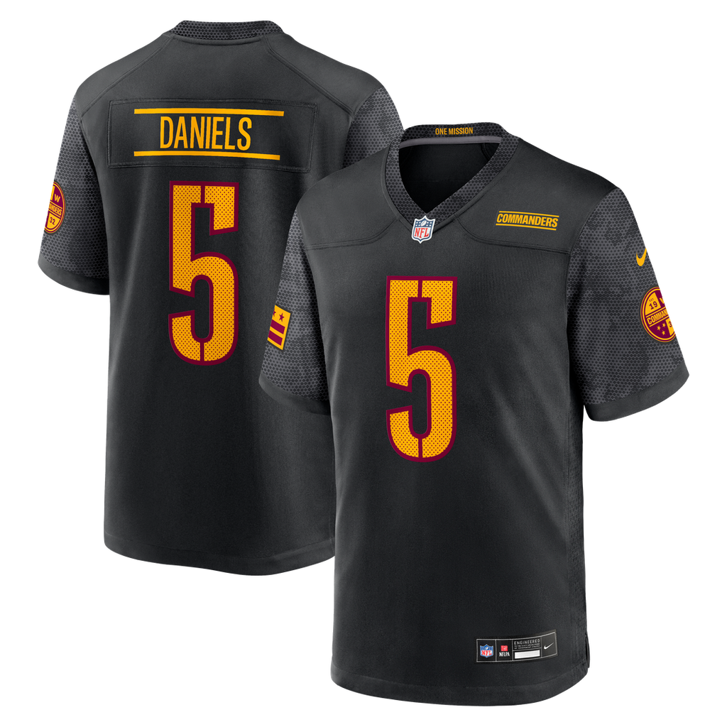 Washington Commanders Jayden Daniels Nike Black Alternate Game Player Jersey product image 9, provided for visual reference