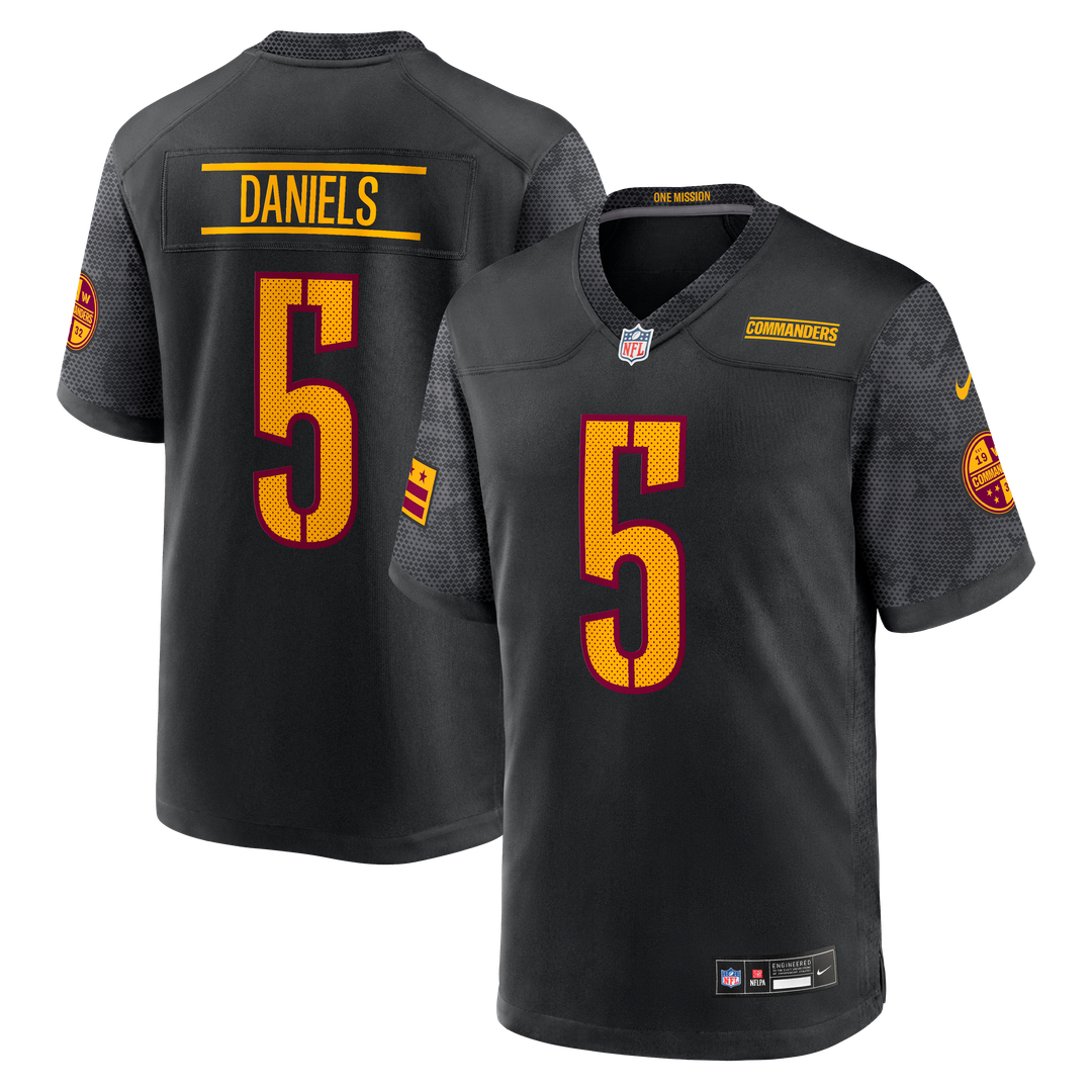 Washington Commanders Jayden Daniels Nike Black Alternate Game Player Jersey product image 9, provided for visual reference
