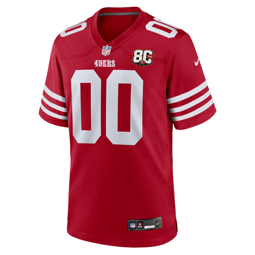 San Francisco 49ers Nike Scarlet 80th Anniversary Custom Game Jersey product image 12, provided for visual reference and