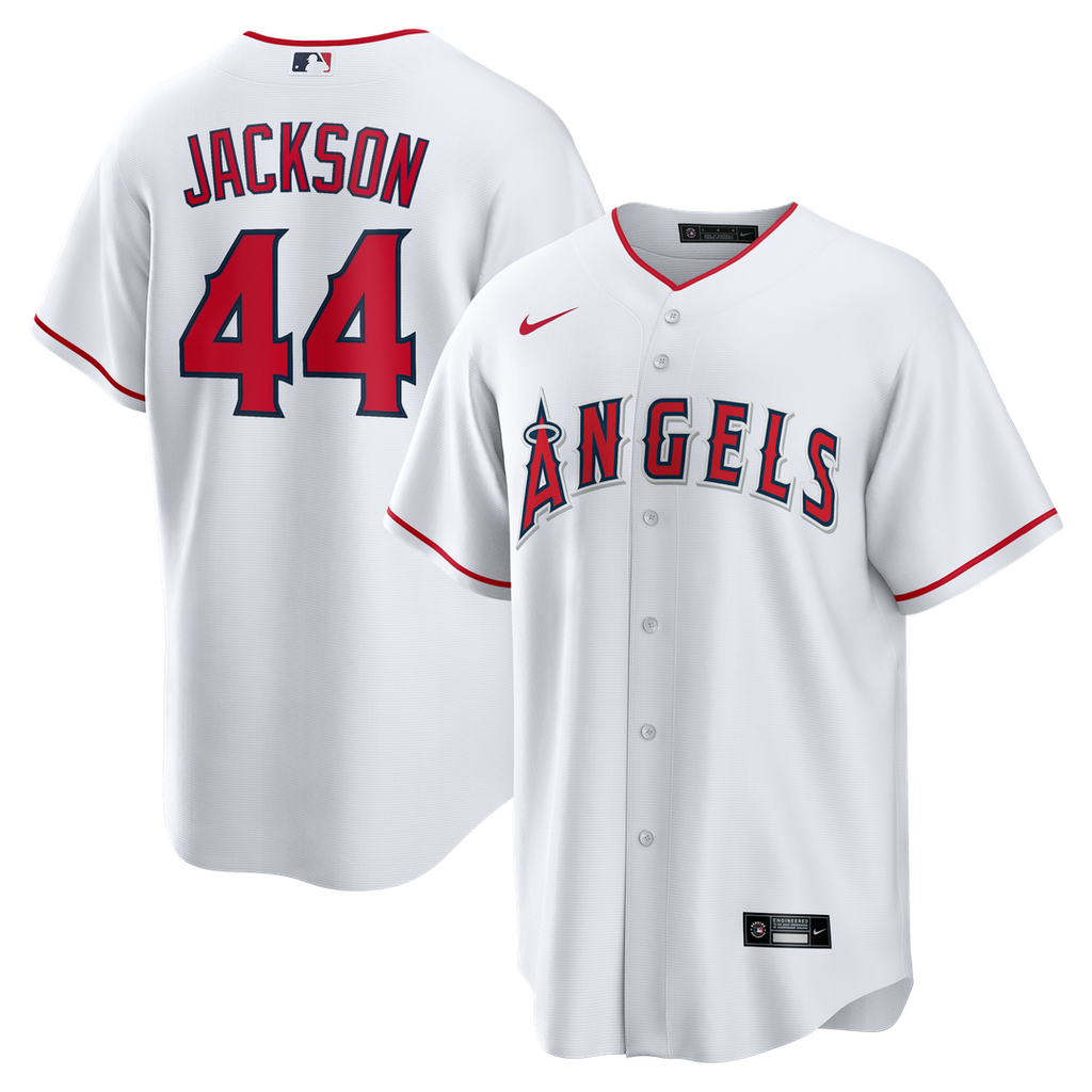 Los Angeles Angels Reggie Jackson Nike White Home Retired Player Replica Jersey product image 1, provided for visual