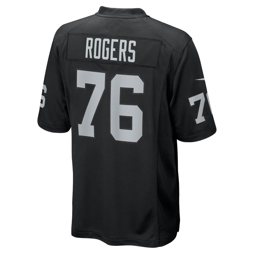 Las Vegas Raiders Caleb Rogers Nike Black Team Game Jersey product image 3, provided for visual reference and product detail