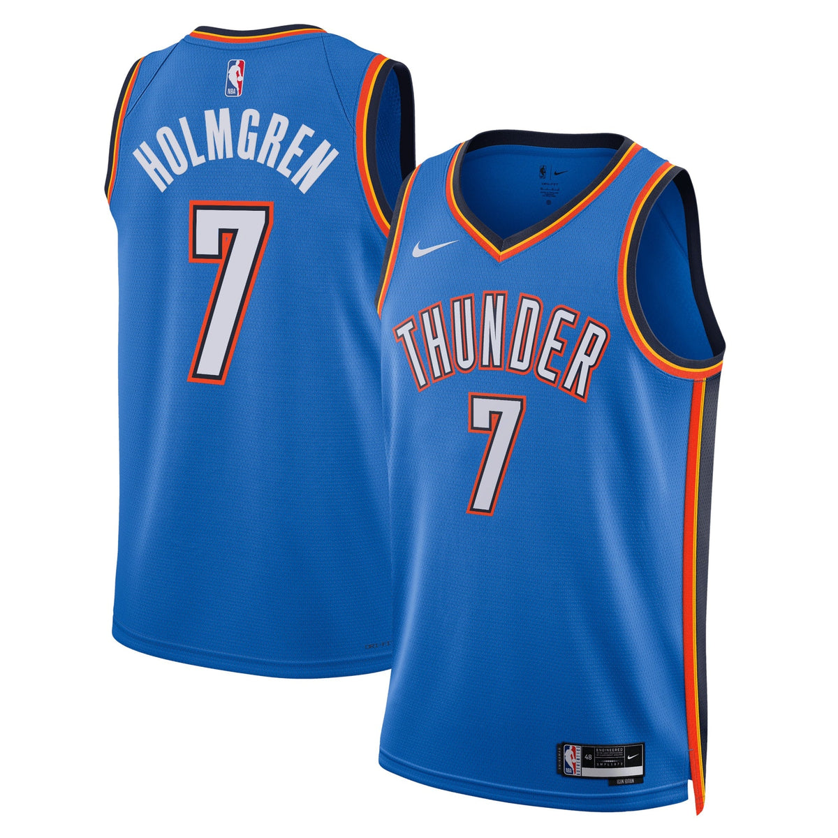 Oklahoma City Thunder Nike Icon Edition Swingman Jersey - Blue - Chet Holmgren - Unisex product image 1, provided for visual