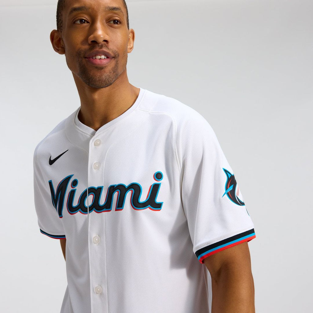 Miami Marlins Nike White Home Limited Jersey product image 9, provided for visual reference and product detail review