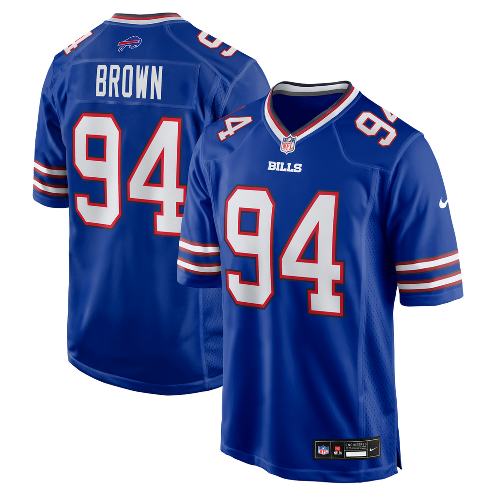 Buffalo Bills Andrew Brown Nike Royal Game Jersey product image 1, provided for visual reference and product detail review
