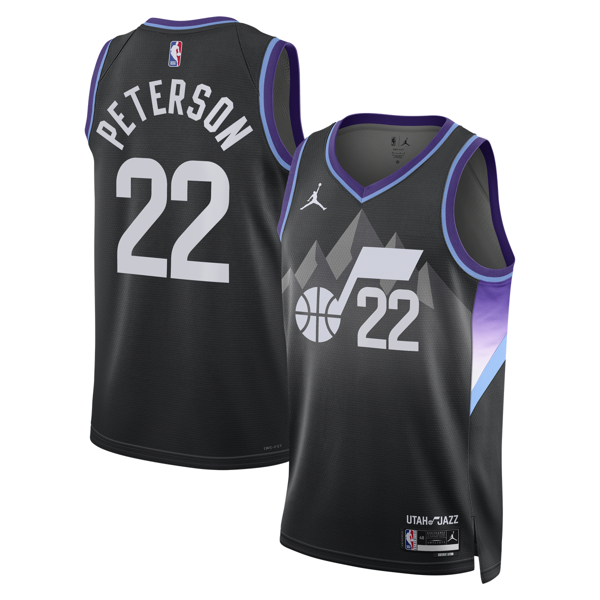 Utah Jazz Jordan Brand Statement Edition Swingman Jersey - Black - Darryn Peterson product image 2, provided for visual
