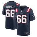 New England Patriots Will Campbell Nike Navy Team Game Jersey product image 1, provided for visual reference and product