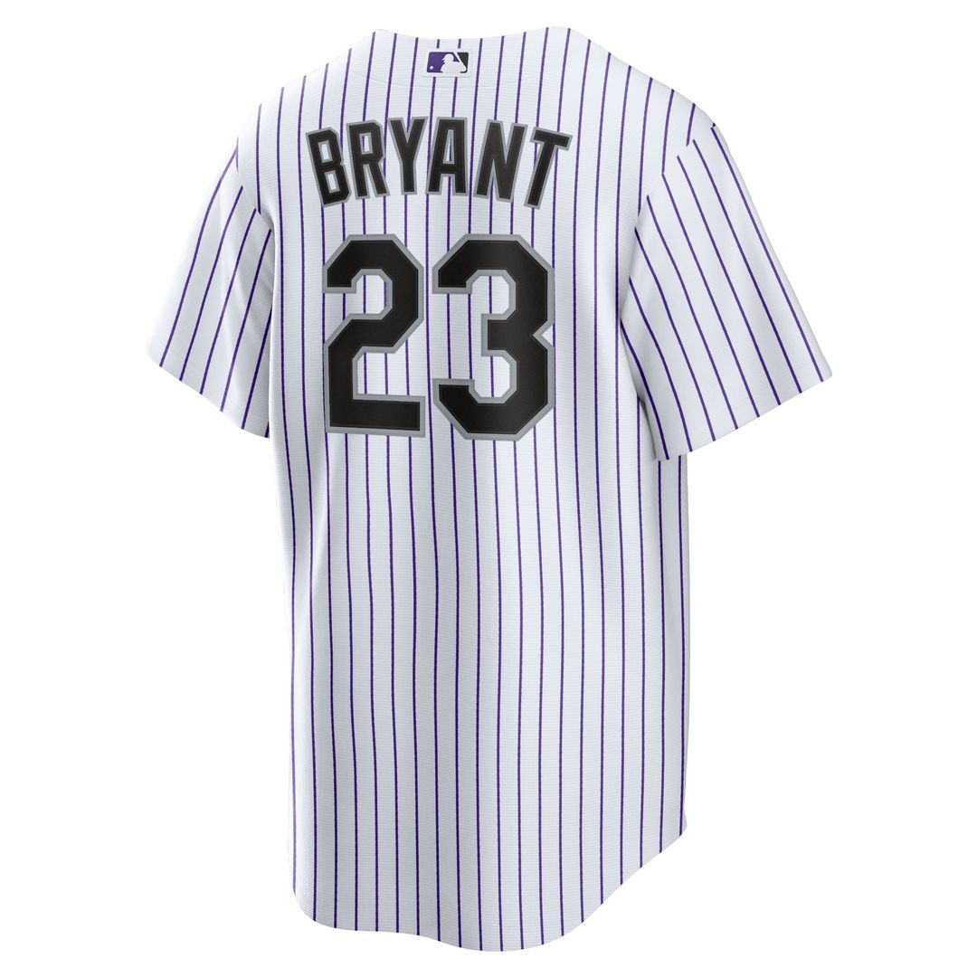 Colorado Rockies Kris Bryant Nike White/Purple Replica Player Jersey product image 3, provided for visual reference and