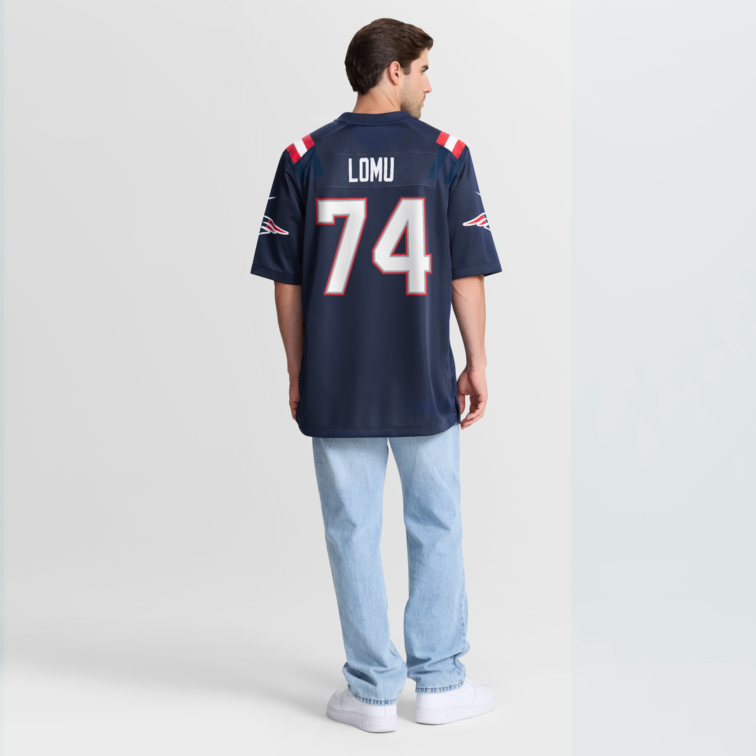 New England Patriots Caleb Lomu Nike Navy Team Game Jersey product image 3, provided for visual reference and product detail