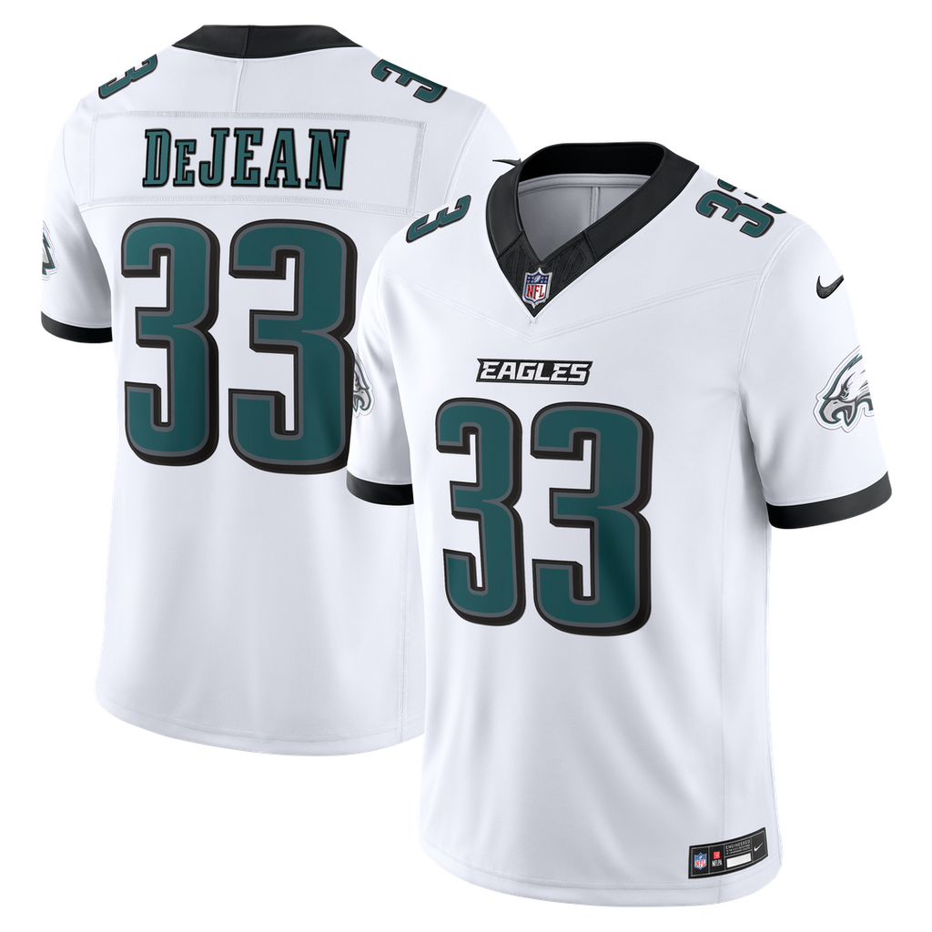 Philadelphia Eagles Cooper DeJean Nike White Vapor F.U.S.E. Stitched Limited Jersey product image 1, provided for visual