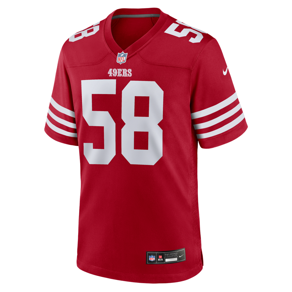 San Francisco 49ers Jarrett Patterson Nike Scarlet Team Game Jersey product image 4, provided for visual reference and