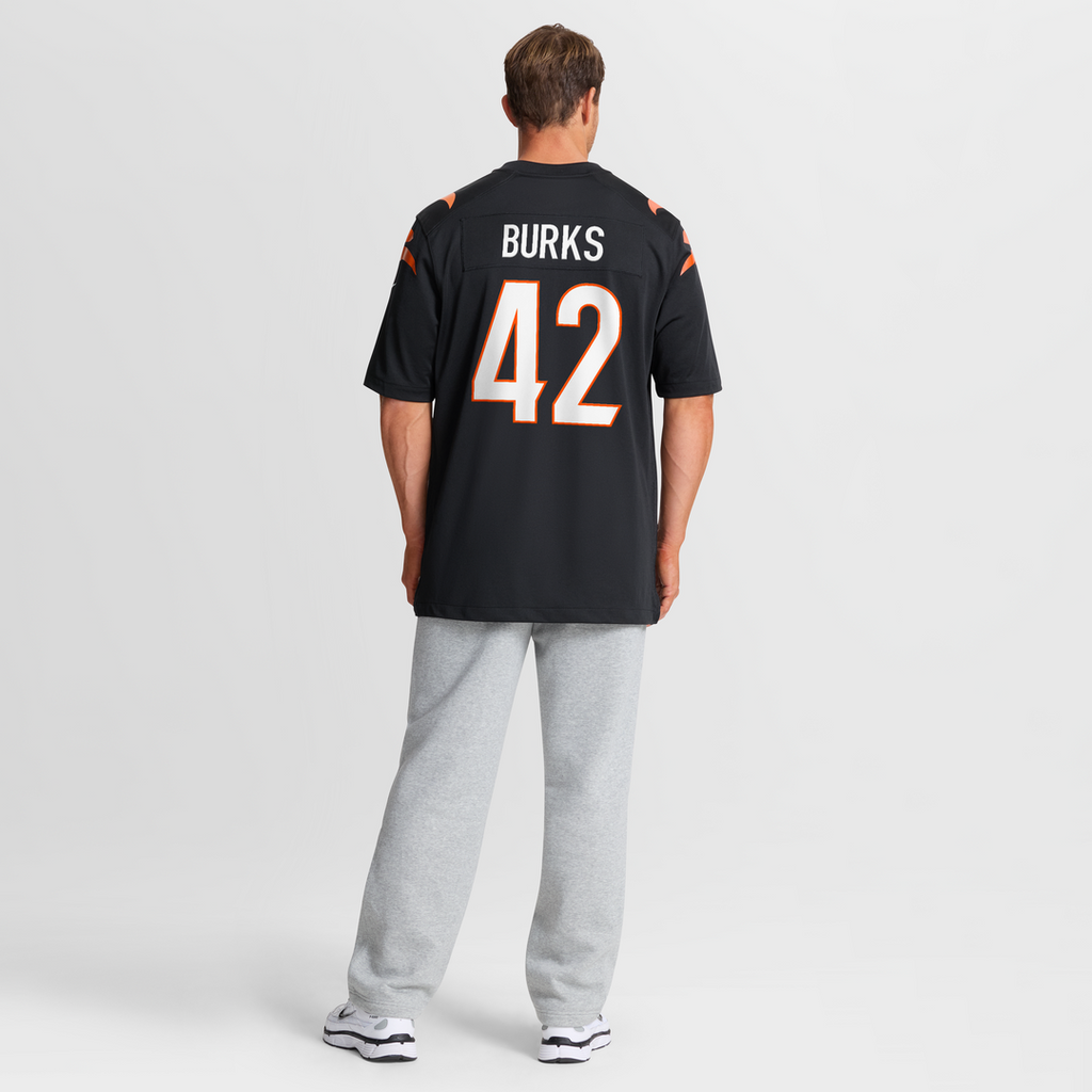 Cincinnati Bengals Oren Burks Nike Black Team Game Jersey product image 8, provided for visual reference and product detail