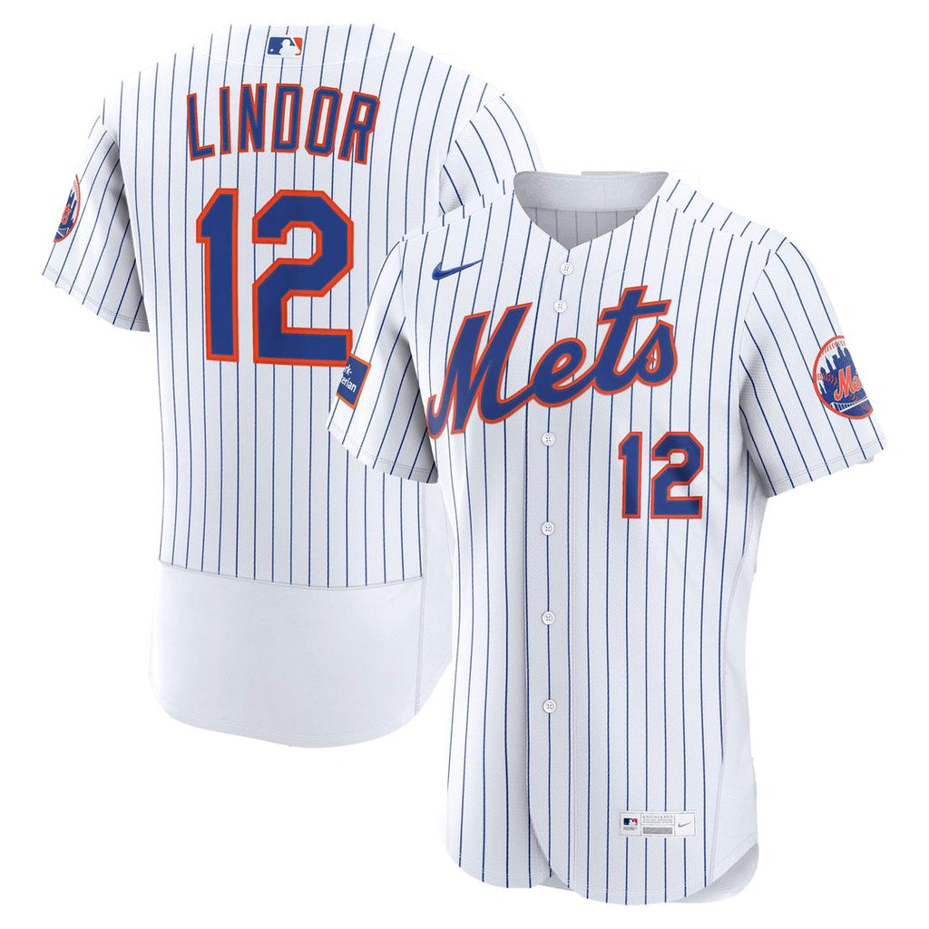 New York Mets Francisco Lindor Nike White Home Authentic Sponsor Patch Jersey product image 1, provided for visual reference
