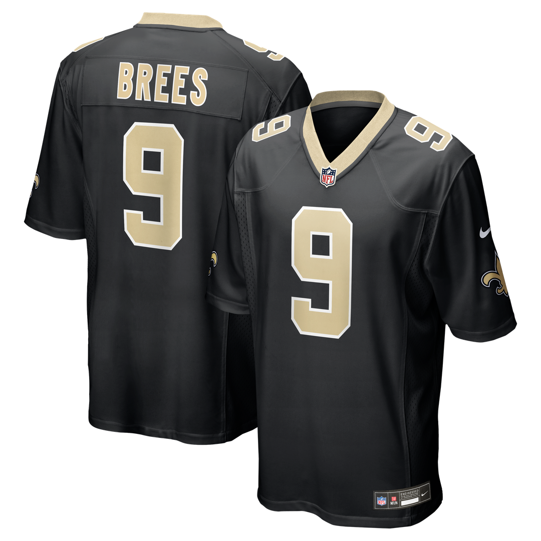 New Orleans Saints Drew Brees Nike Black Team Game Jersey product image 6, provided for visual reference and product detail