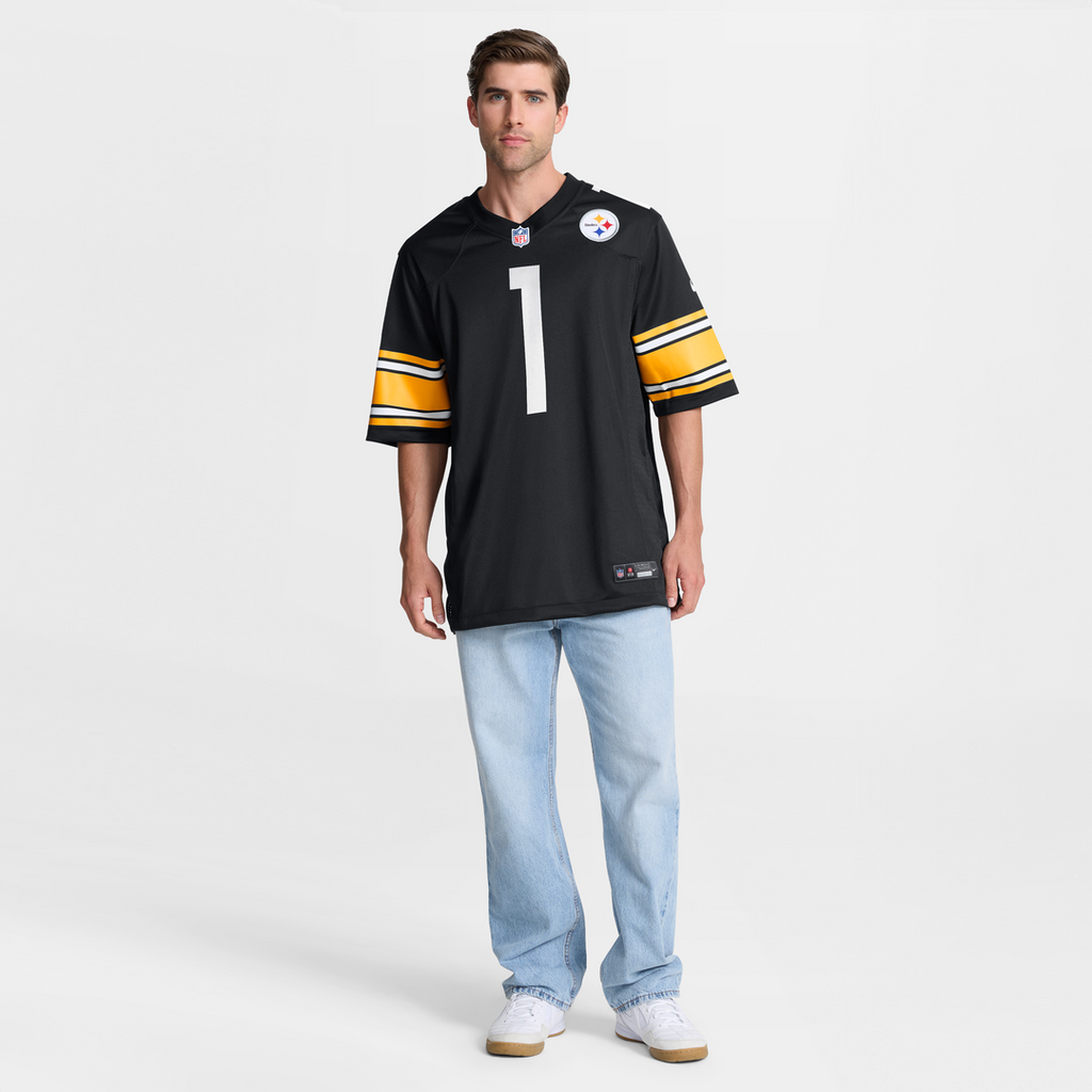 Pittsburgh Steelers Number 1 Dad Nike Black Game Jersey product image 7, provided for visual reference and product detail