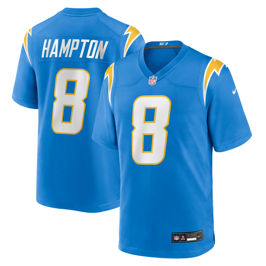 Los Angeles Chargers Omarion Hampton Nike Powder Blue Team Game Jersey product image 1, provided for visual reference and