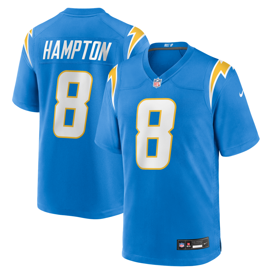 Los Angeles Chargers Omarion Hampton Nike Powder Blue Team Game Jersey product image 1, provided for visual reference and