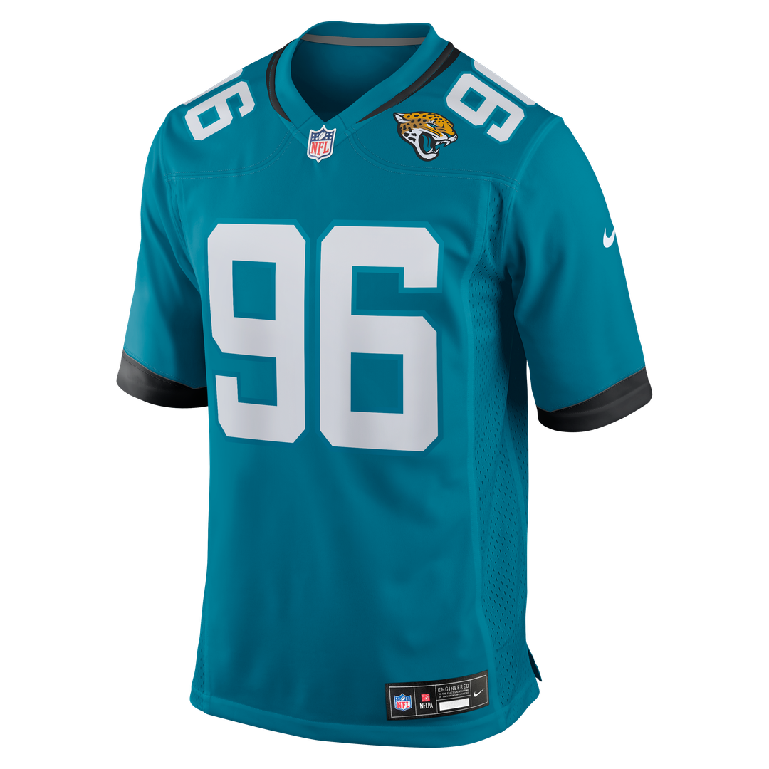 Jacksonville Jaguars Adam Gotsis Nike Teal Game Jersey product image 2, provided for visual reference and product detail