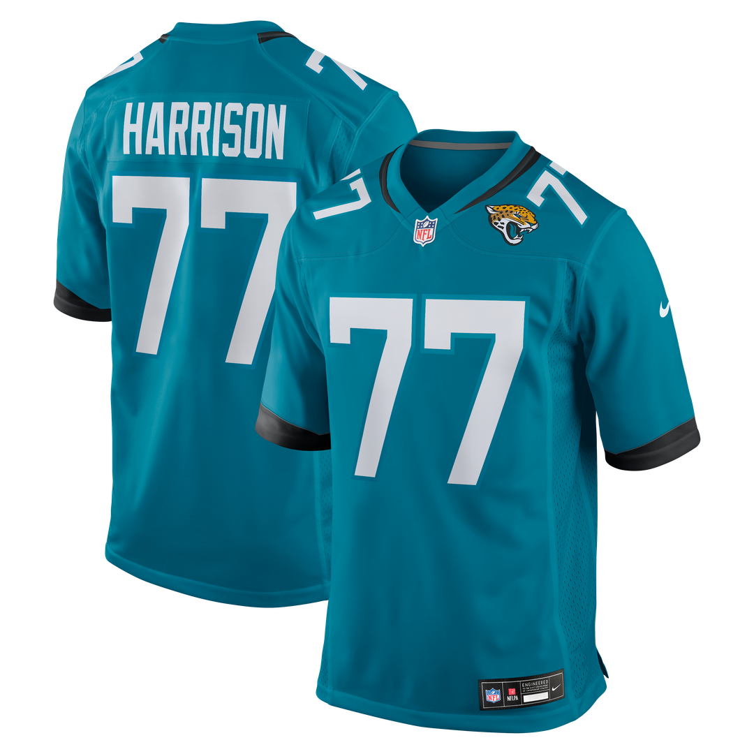 Jacksonville Jaguars Anton Harrison Nike Teal Game Jersey product image 1, provided for visual reference and product detail