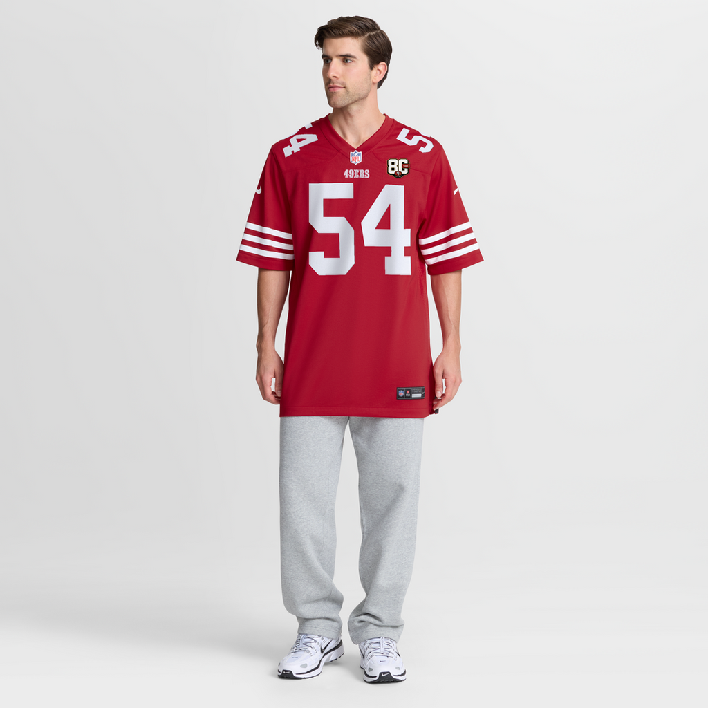 San Francisco 49ers Fred Warner Nike White 80th Anniversary Game Jersey product image 8, provided for visual reference and