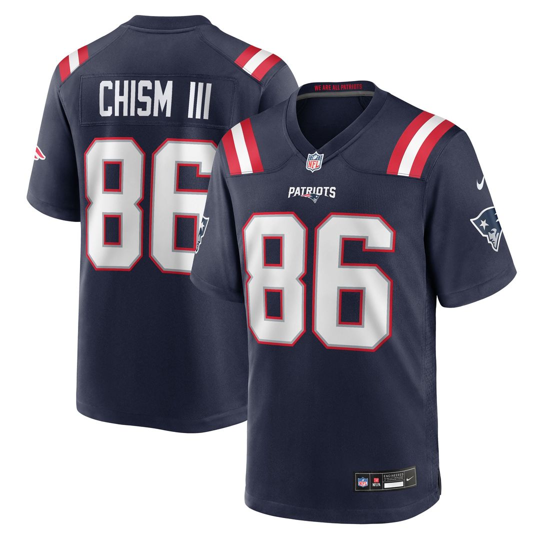 New England Patriots Efton Chism III Nike Navy Team Game Jersey product image 1, provided for visual reference and product