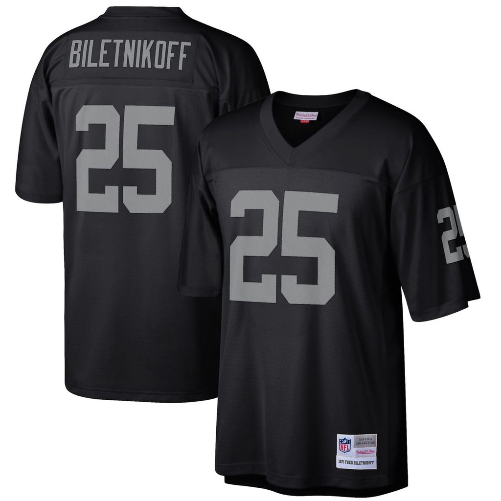 Las Vegas Raiders Fred Biletnikoff Mitchell & Ness Black Retired Player Legacy Replica Jersey product image 1, provided for