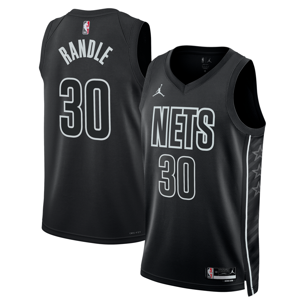 Brooklyn Nets Jordan Brand Statement Edition Swingman Jersey - Black - Julius Randle - Unisex product image 2, provided for