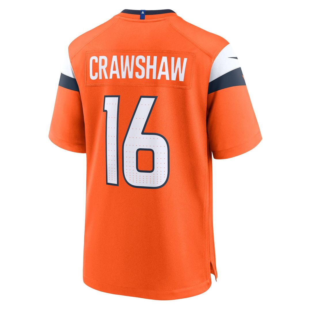 Denver Broncos Jeremy Crawshaw Nike Orange Team Game Jersey product image 3, provided for visual reference and product