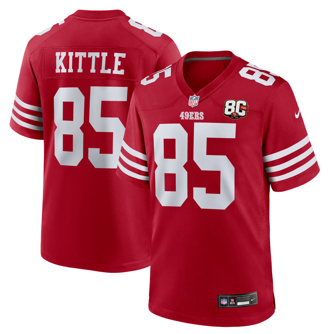 San Francisco 49ers George Kittle Nike Scarlet 80th Anniversary Game Jersey product image 11, provided for visual reference