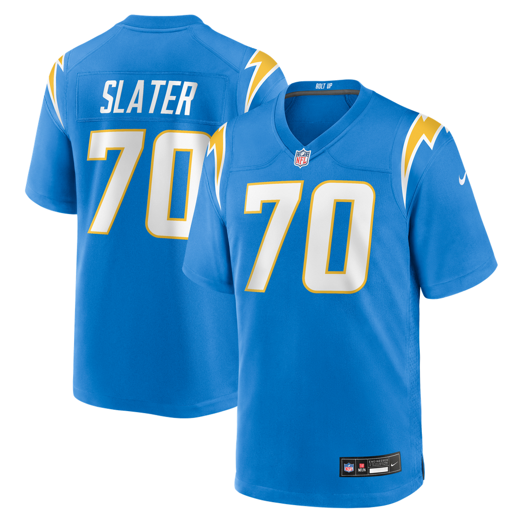 Los Angeles Chargers Rashawn Slater Nike Powder Blue Game Jersey product image 1, provided for visual reference and product