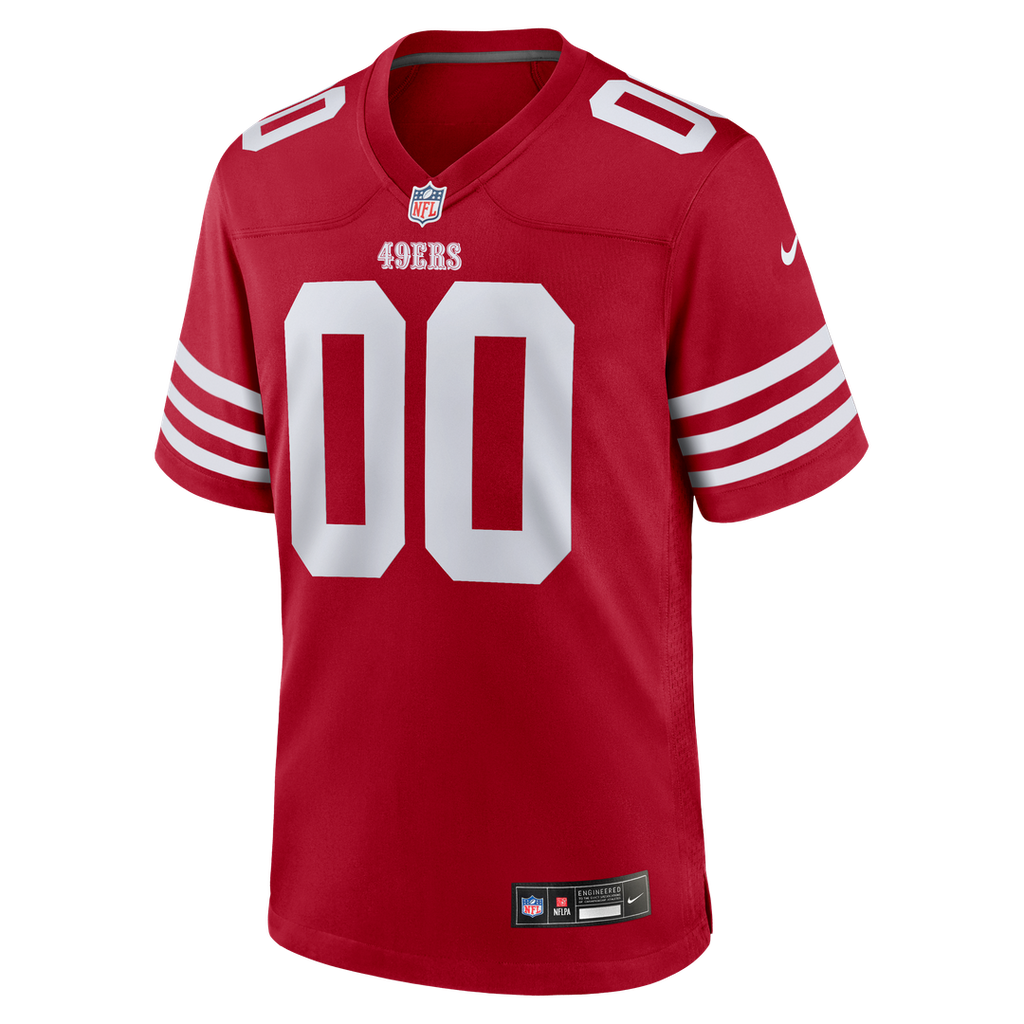 San Francisco 49ers Nike Scarlet Custom Jersey product image 2, provided for visual reference and product detail review