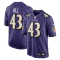 Baltimore Ravens Justice Hill Nike Purple Game Jersey product image 1, provided for visual reference and product detail