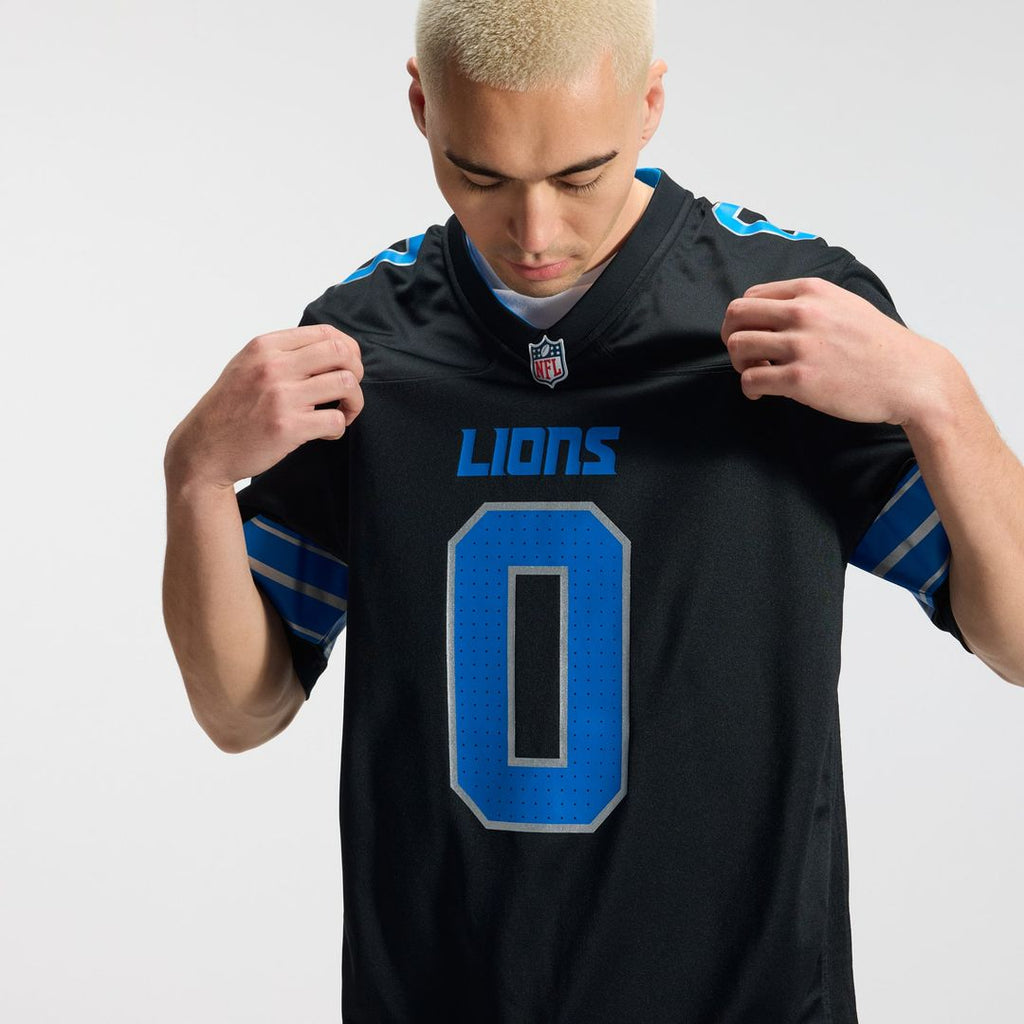 Detroit Lions Jahmyr Gibbs Nike Black 2nd Alternate Game Player Jersey product image 10, provided for visual reference and
